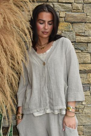 Lina Linen Blend Box Jacket Washed Mocha